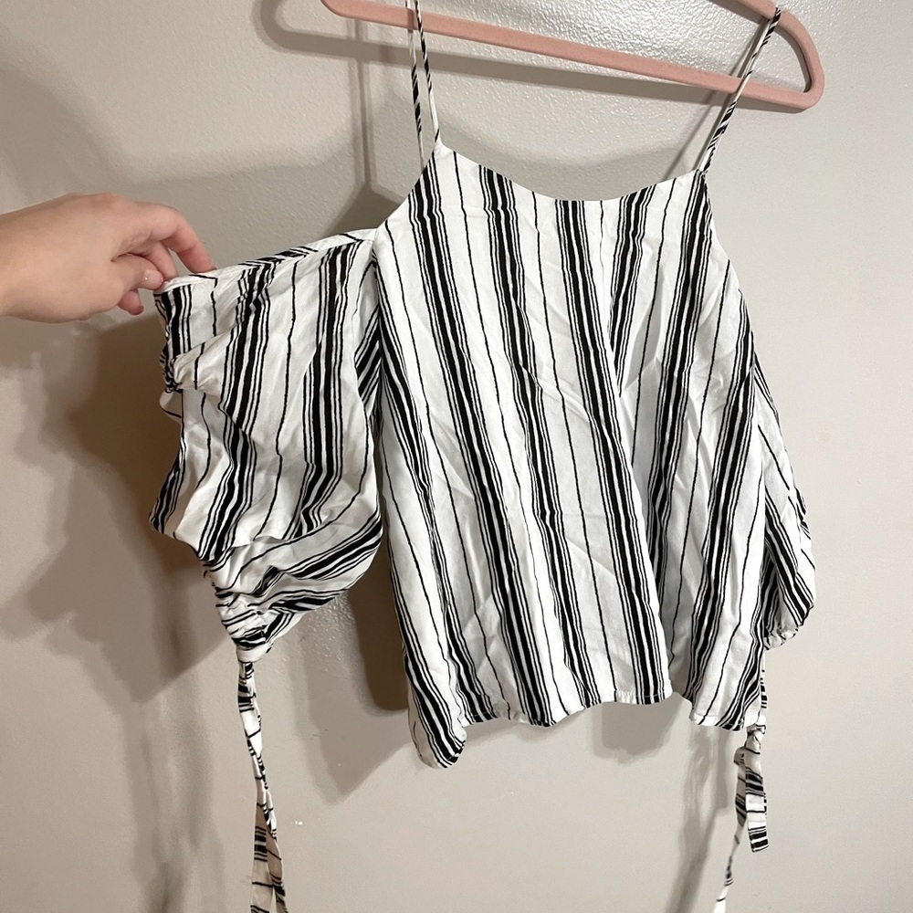 L love Off Shoulder Striped Blouse